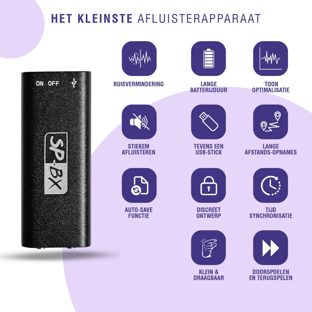 Gadgetplace Mini Afluisterapparatuur - 80 uur opnemen – De Gadgetwinkel