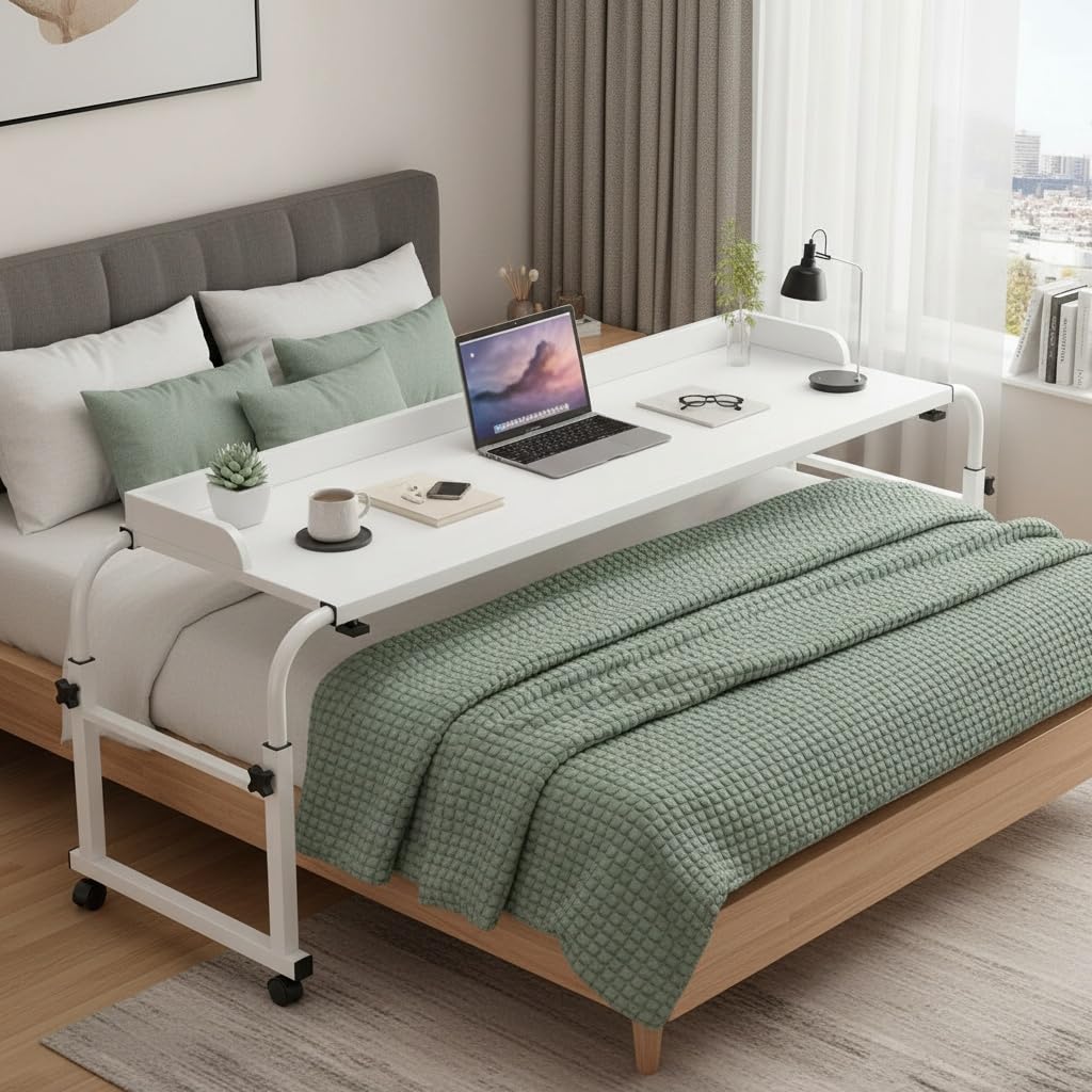 Table de lit réglable en hauteur avec roulettes