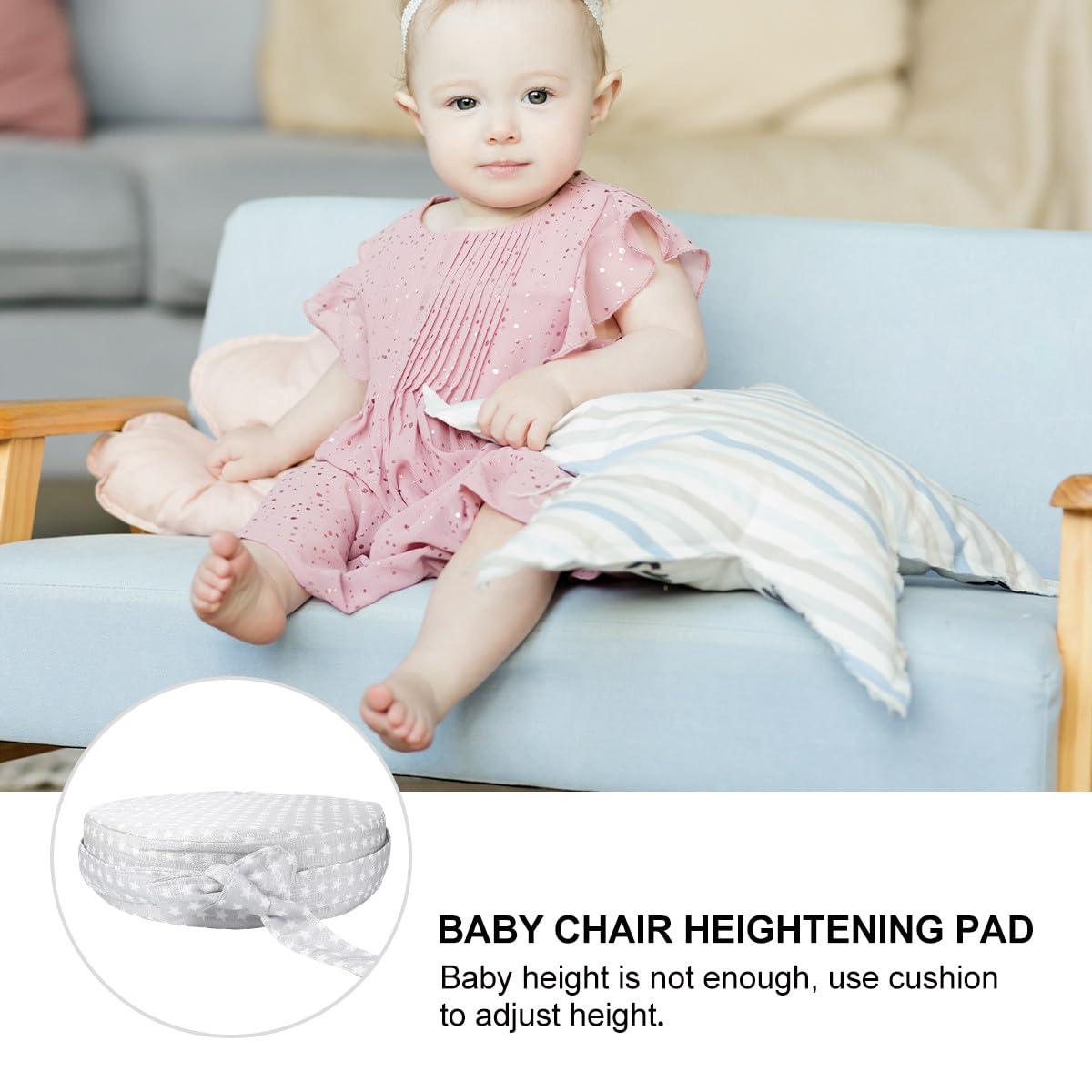 TOYANDONA Cuscino Rialzante Rotondo per Seggiolone Bambino Imbottitura Antiscivolo in Schiuma Comodo e Morbido per Uso Domestico e Ristorante