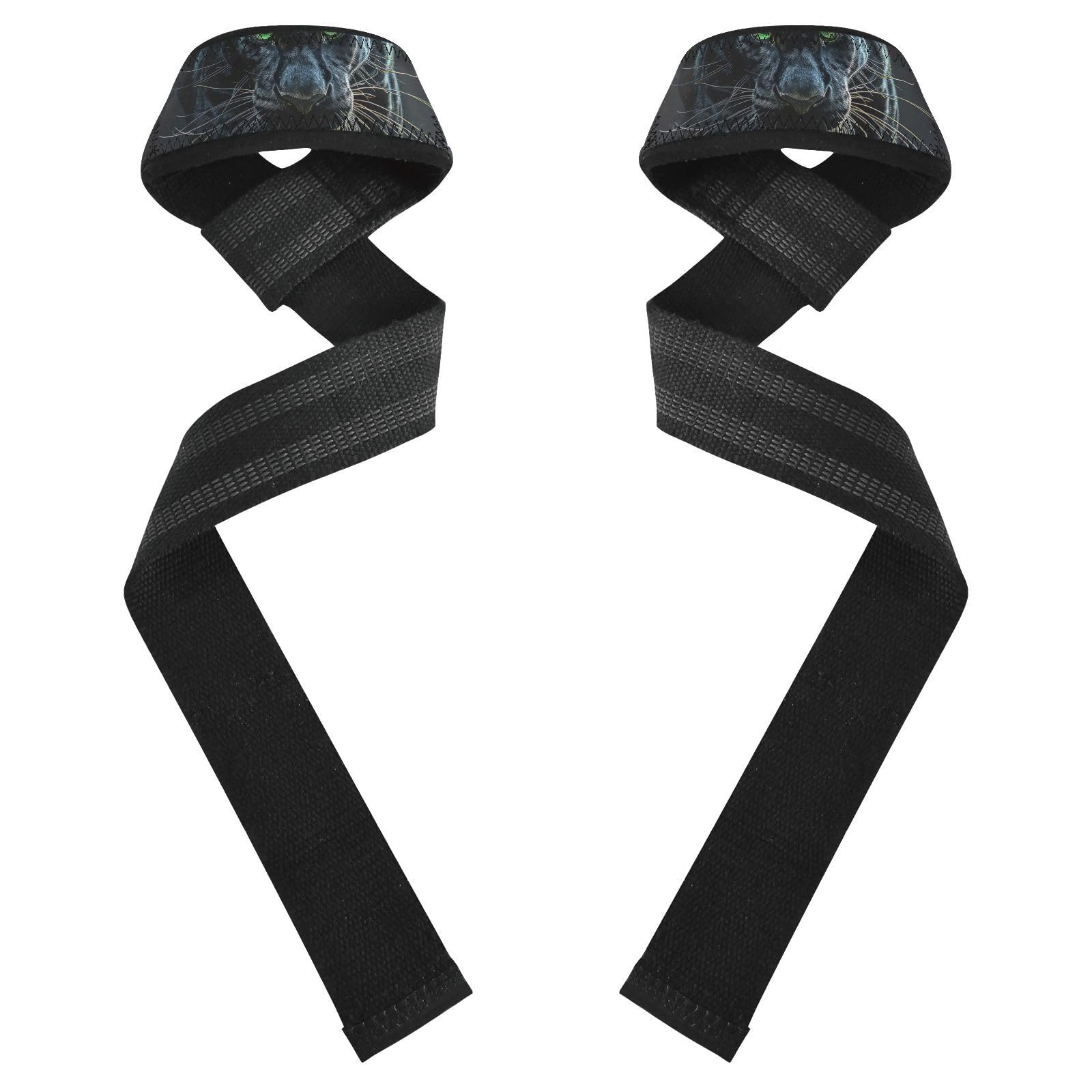 Nander Fierce Black Panther Wrist Straps for Weightlifting,Lifting Straps with Neoprene Cushioned Wrist Padded and Anti-Skid Silicone for Strength Training,Bodybuilding,Deadlifting