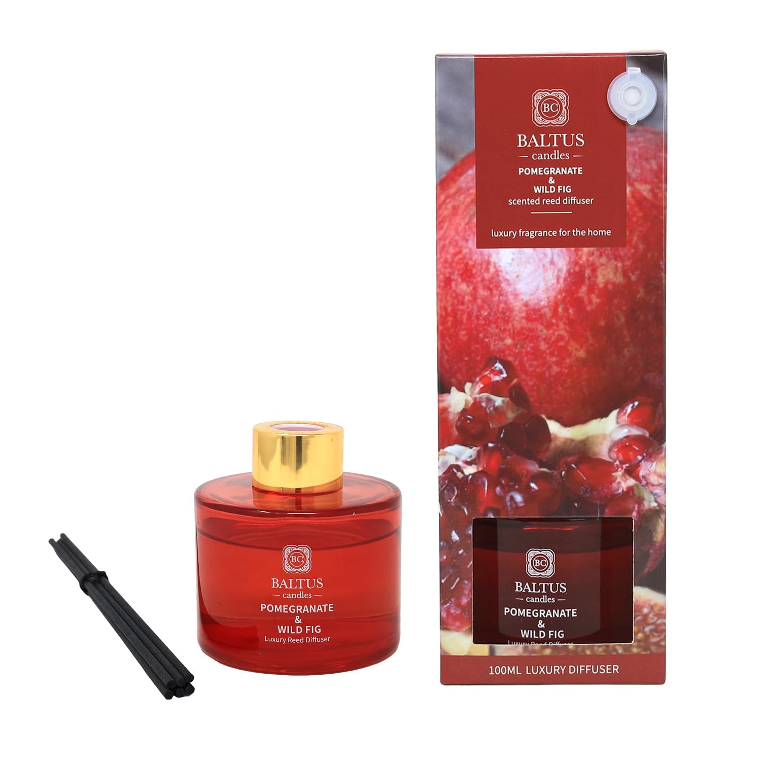 Baltus Reed Diffuser 100Ml Faux Flower Pomegranate & Wild Fig Fragrance Aroma
