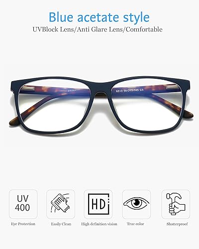 Miniatura 2 de ANRRI Lentes de bloqueo de luz azul, antifatiga ocular, marco de gafas de acetato de moda con estampado de tortuga interior para mujer