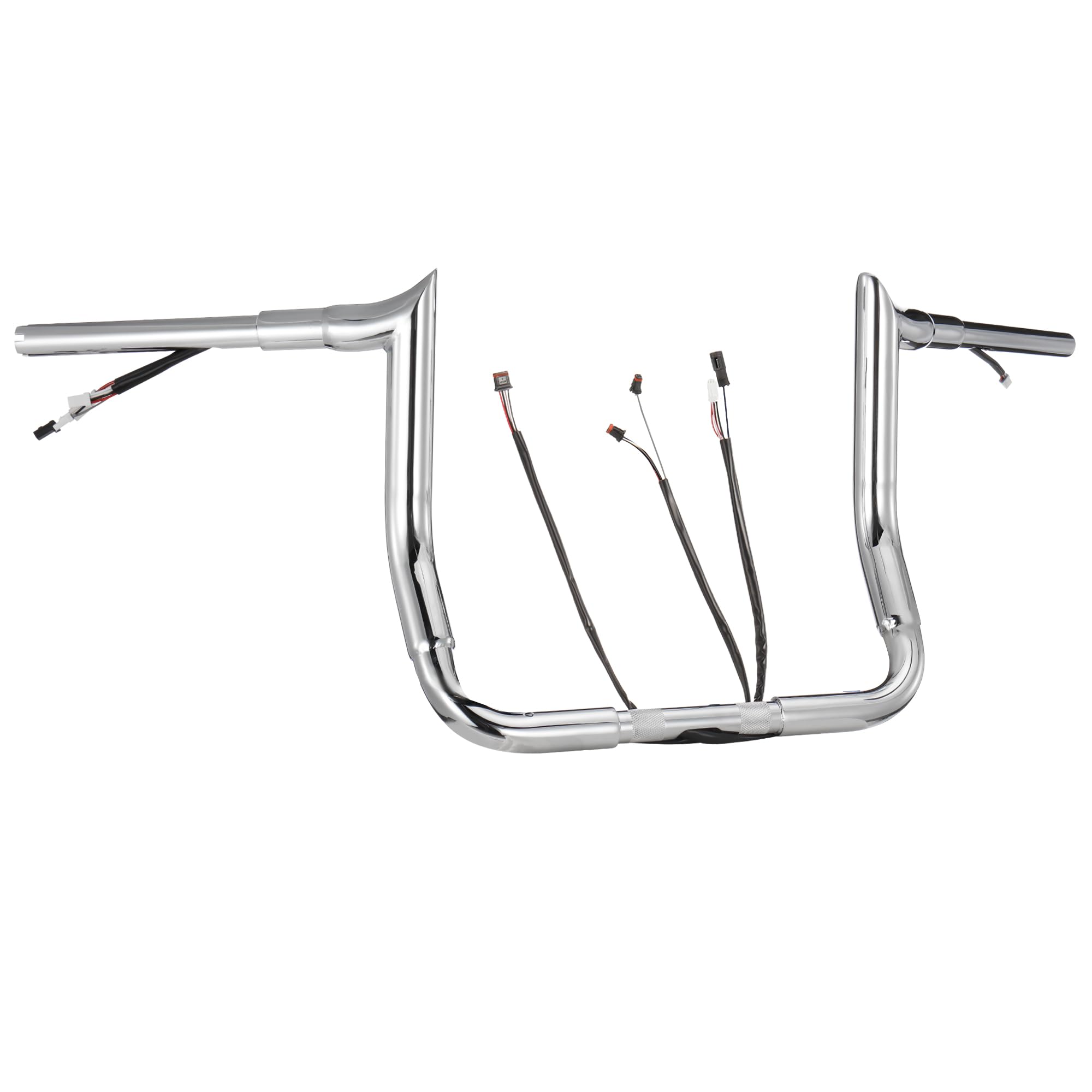 Pre-wired 12" Rise 1.5" Fat Ape Hangers Street Glide Handlebars for Harley 2016-2023 Street Glide/Electra Glide/Ultra Limited Bagger Meathook Bars with CAN-Bus/TBW, Chrome