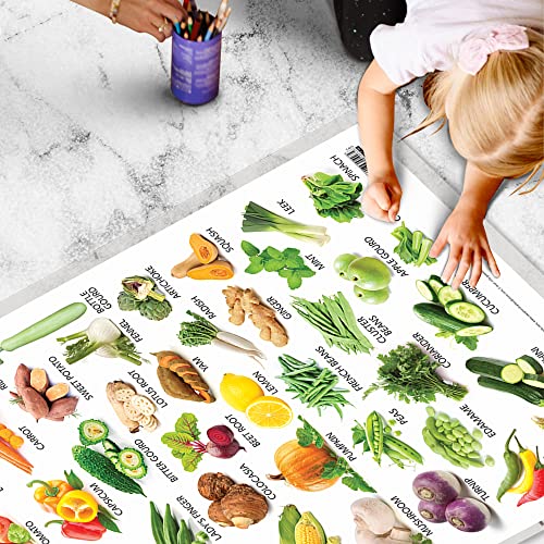 Image of GO WOO Combo of 2 Alphabet and Vegetables Educational Posters for Preschool Kids Classroom Study | Learning- Charts for Kids Learning (20 inchX30 inch Inches)
