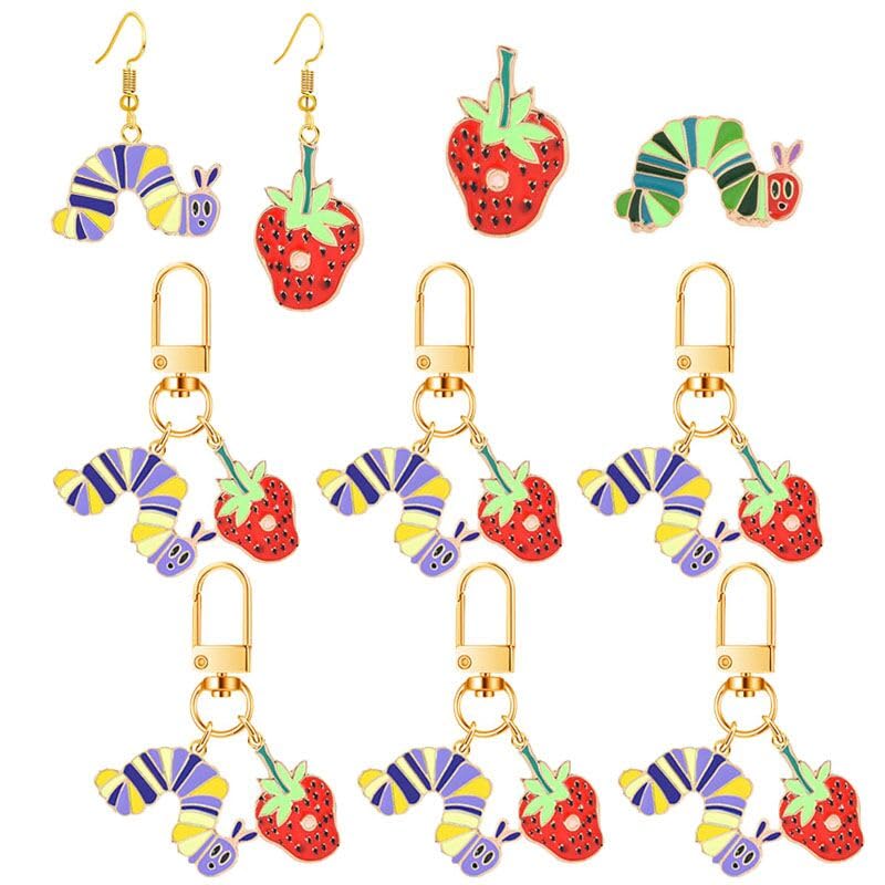 Boucles d'oreilles « The Very Hungry Caterpillar Strawberry » en lot de 8 paires pour femme