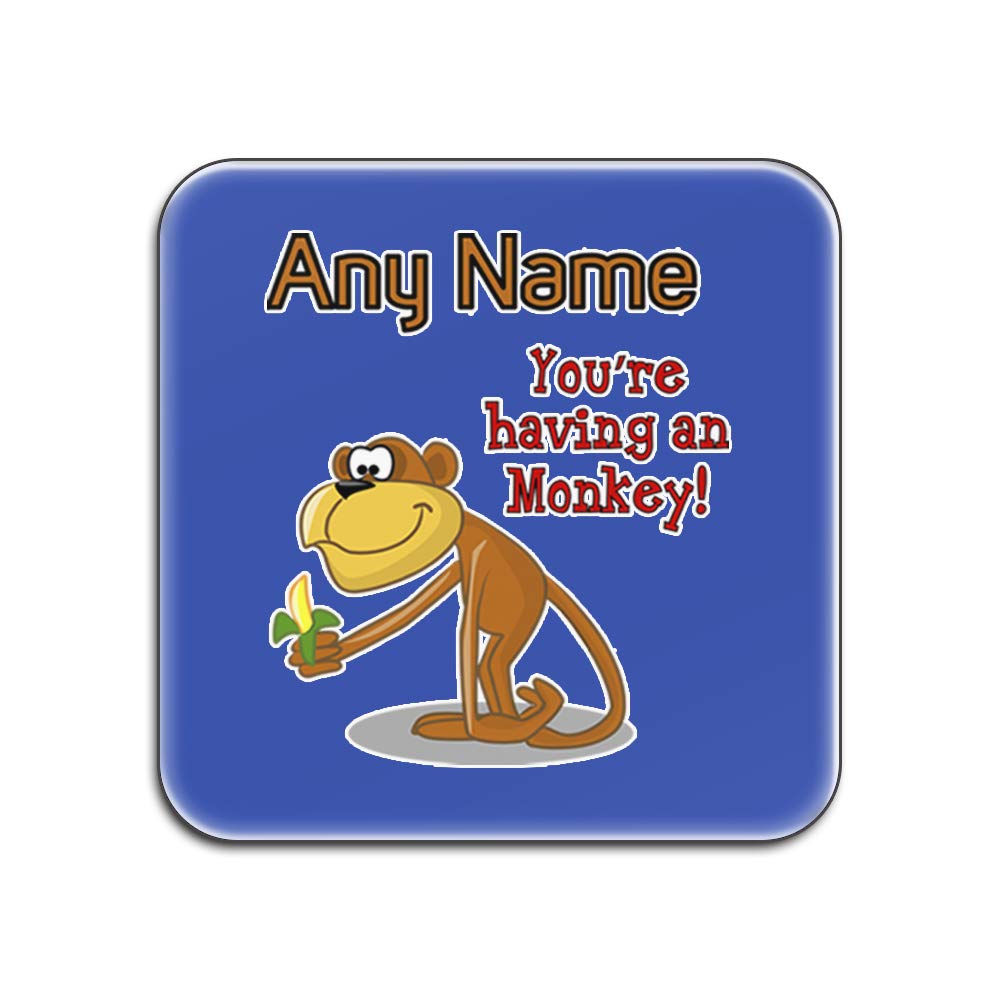 Dessous-de-verre bleu carré lot de 4 avec inscription You are Having a Monkey