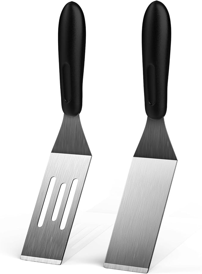 Small Spatula 2 Pieces, Metal Spatulas for Kitchen Use, Stainless Steel Mini Serving Spatula for Flipping and Cooking, Ideal for Brownies, Tiramisu, Cookie, Lasagna or Pancakes, etc