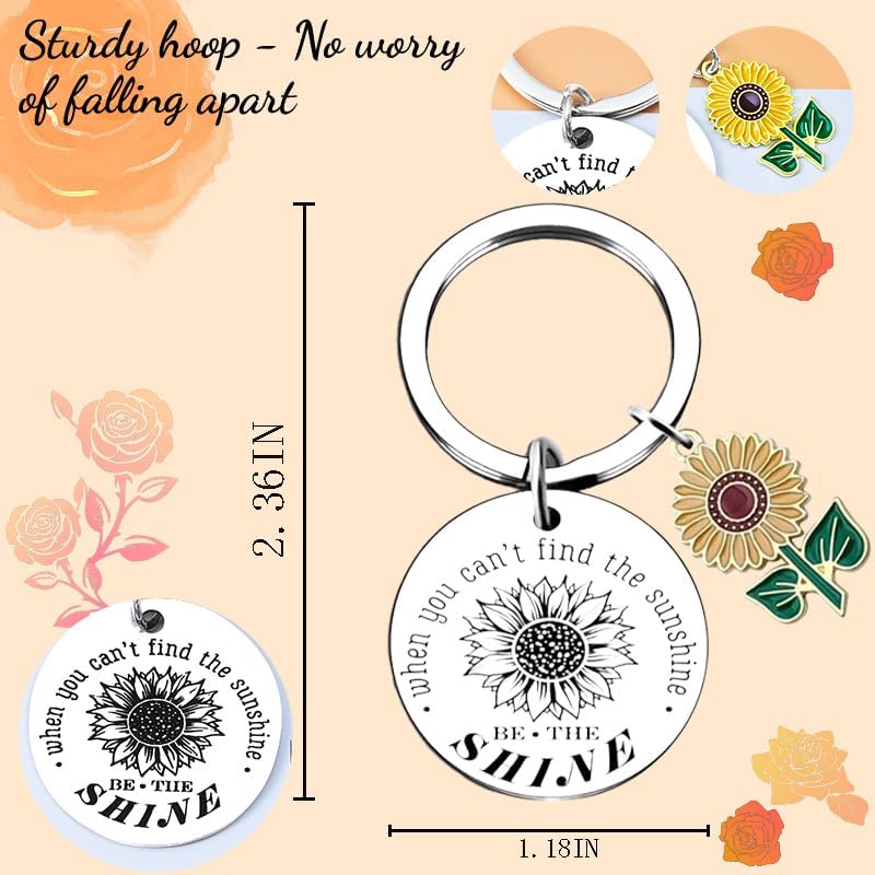 Sunflower Keychains Inspirational Gifts for Women-Motivational Keyring Friendship Keychain Gift, Yellow Sunflower Key Chain with Cute Floral Charm for Him Her Friend Halloween Christmas gift - Image 6