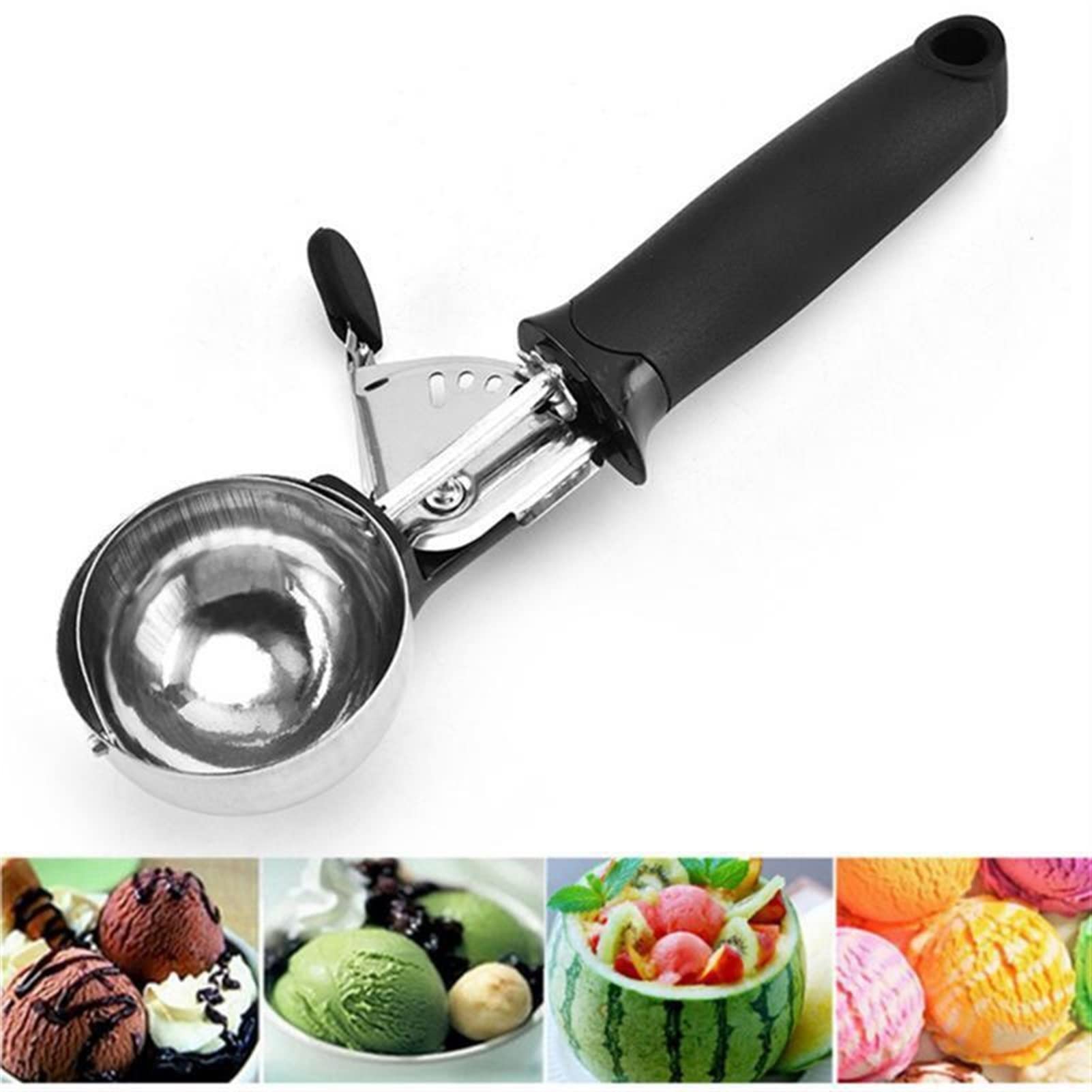 AYCDL Ice Cream Scooper, Stainless Steel Ice Cream Scoop Ice Ball Maker Frozen Yogurt Cookie Dough Meat Balls Ice Cream Spoon Tools Watermelon Spoon