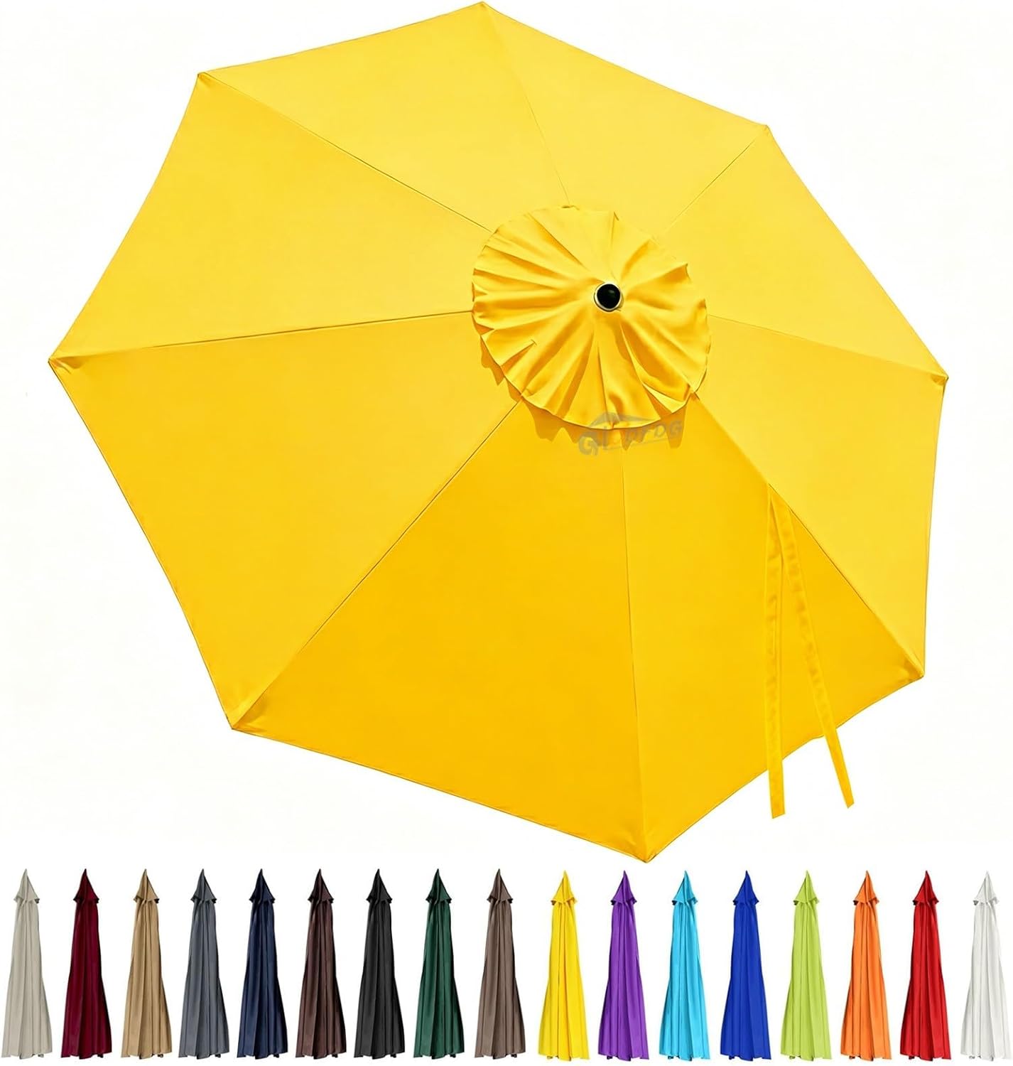10ft Patio Umbrella Replacement Canopy 8 Ribs, Waterproof & Fade Resistant Market Umbrella Cover, Thickened Polyester Fabric for Backyard, Garden and Pool (Canopy Only) (Yellow)