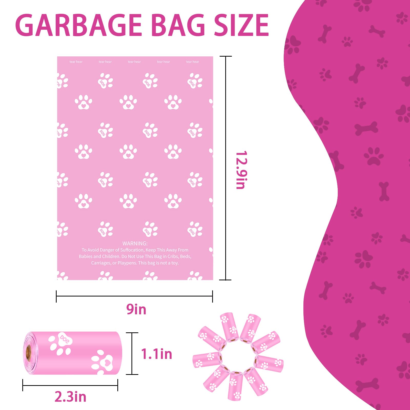 HZDHCLH Dog Poo Bags 270 Count Xtra Thick Strong Leak Proof Pet Poop Bags with Dispenser and Hook Lavender Scented(pink,270 Count) - Image 3
