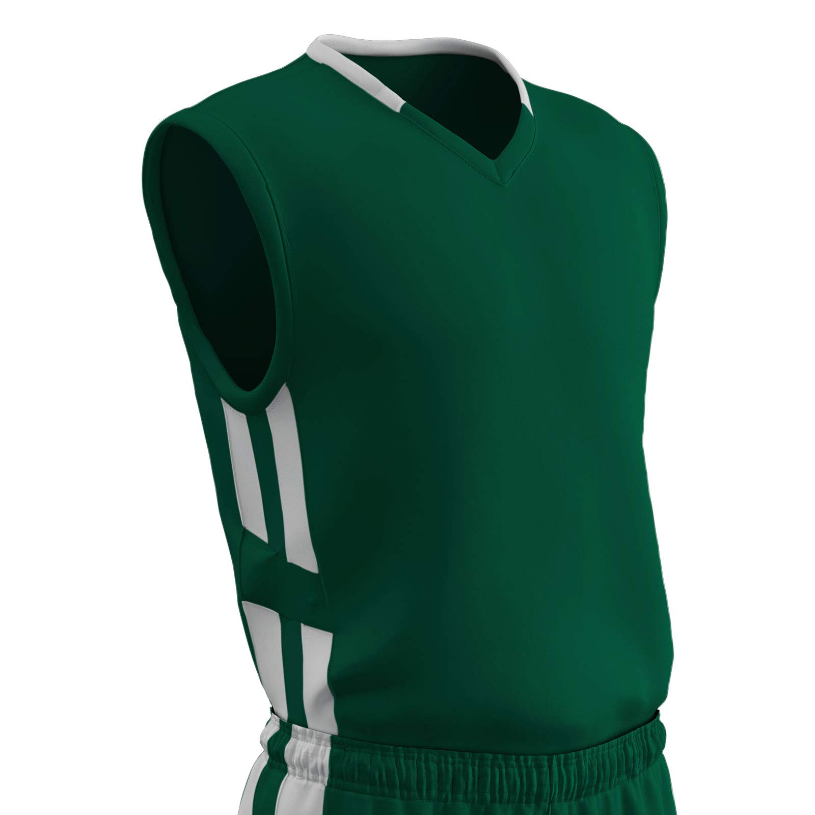 CHAMPRO Muscle Dri Gear poliester koszulka do koszykówki, dorosły 3XL, leśna zieleń, biała