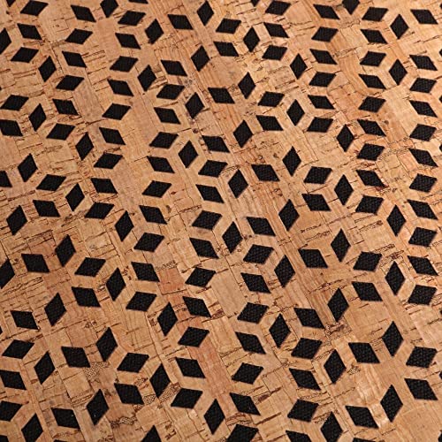 Tissu liège sur jeans losanges noir pour couture au coupon de 50 cm