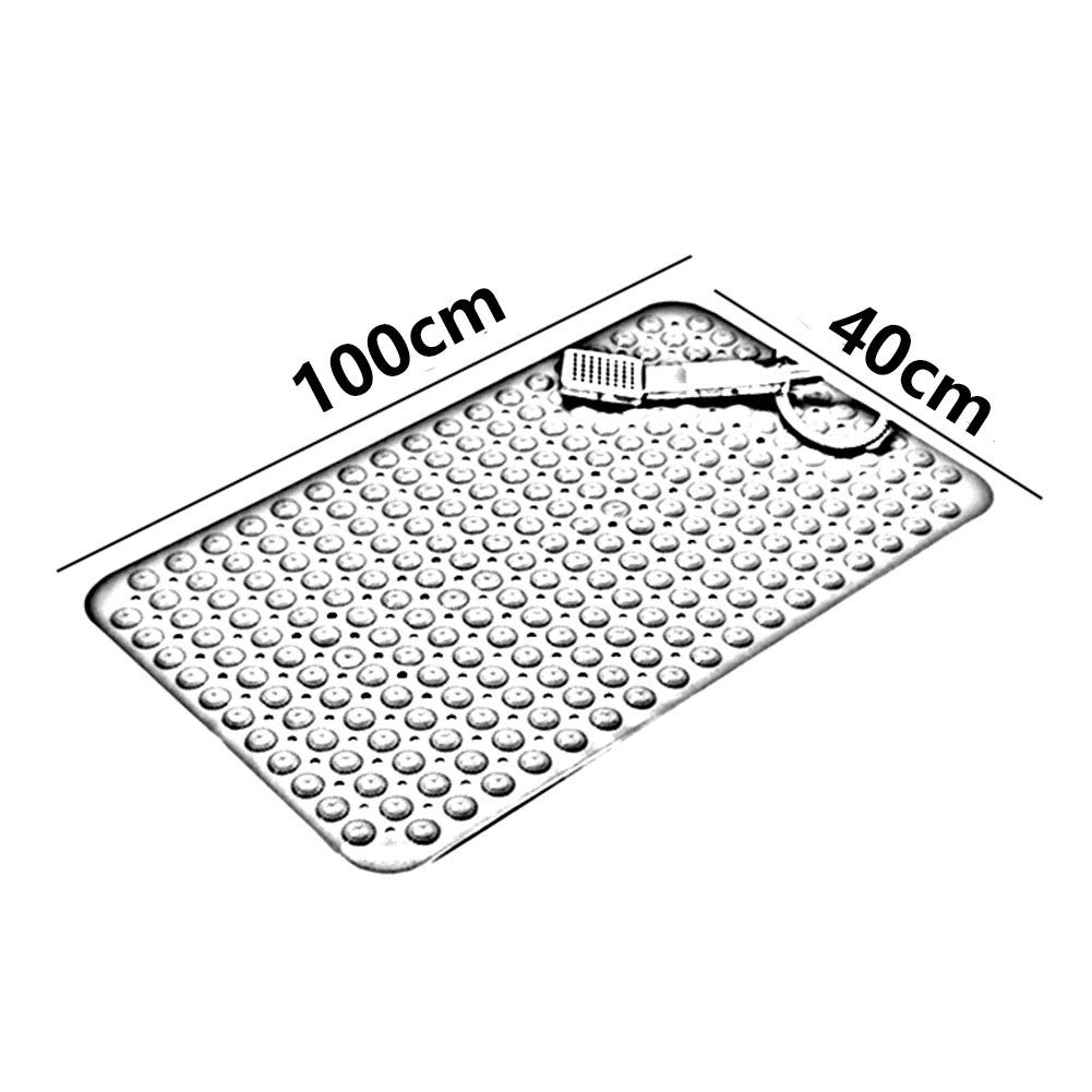 Alfombrilla de ducha de PVC antideslizante ecológica – Alfombra de baño suave antideslizante en 9 colores y 5 tamaños, 100 x 40 cm, azul #A para un uso seguro y cómodo