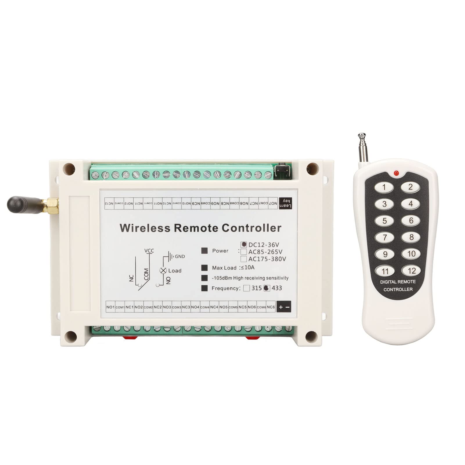 Buy Zunate Universal Wireless Remote Control Switch, RF Relay Receiver with 433MHZ Transmitter