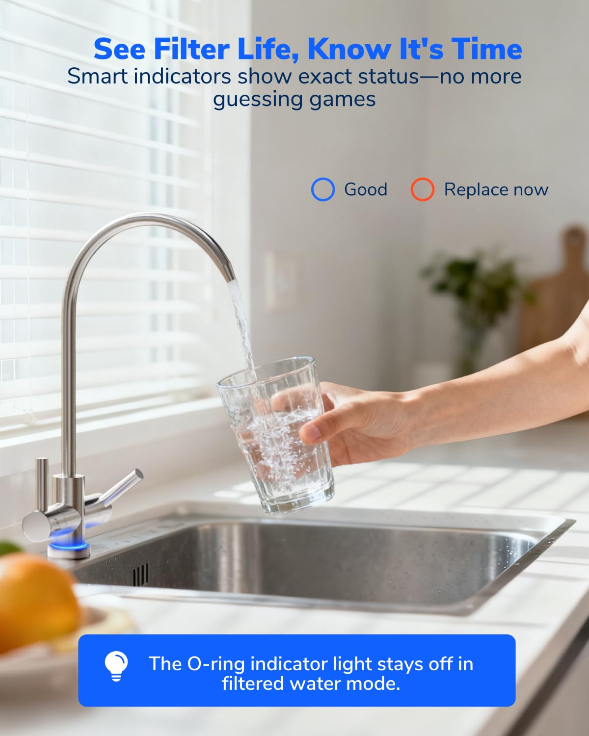 Ecoviva 600GPD Reverse Osmosis System, RO Under Sink Water Filter System, Tankless, Lower TDS, 2.5:1 Pure to Drain Ratio, LED Panel with Filter Monitor, Online Installation Guide, White - Image 5