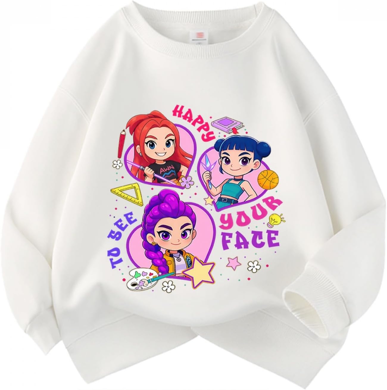 K-POP ガールズ！デーモン・ハンターズ- 綿 キッズ 長袖 子供服 日常服 ゆったり スウェットシャツ 柔らかい 応援服 春秋服