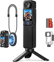 SJCAM Cámara de acción de bolsillo C300 4K con estabilización, reconstrucción de video FOV de 154°, cámara de vlogging de tarjeta de 64 GB, tiempo de uso de 7 horas, cámara corporal impermeable de