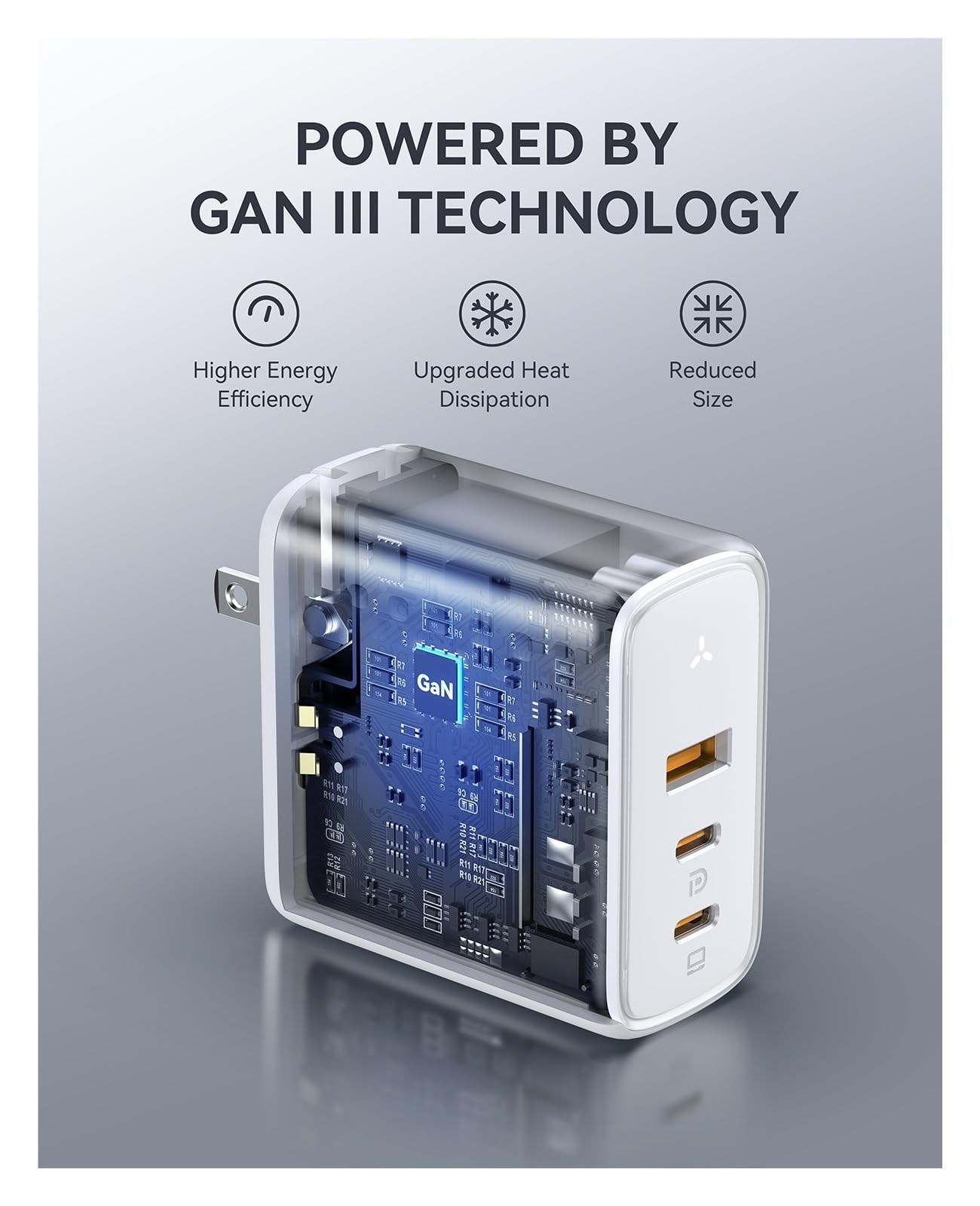 GaN III 100W Desktop Charger Quick Charge 4.0 QC 3. PD USB-C Type C USB Fast Charging(100W U-K Black)