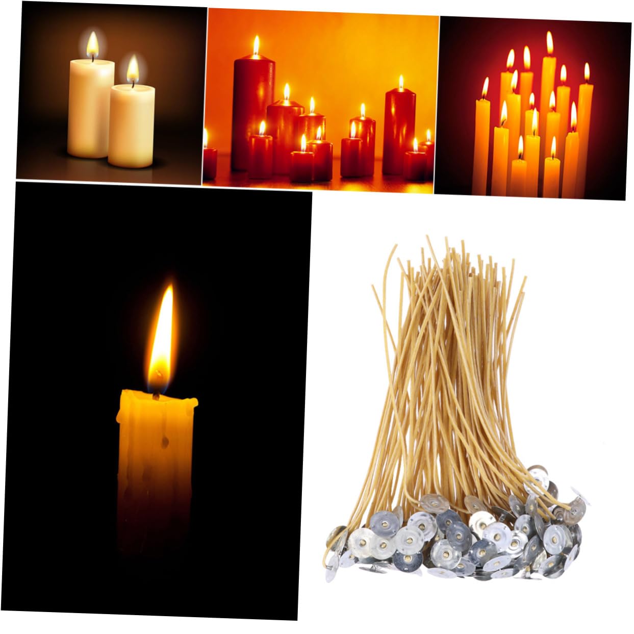 GOOHOCHY Homemade Candle Wicks 100pcs Twine Beeswax Low Smoke Pre-Waxed Tabbed Lato for Candle Crafting