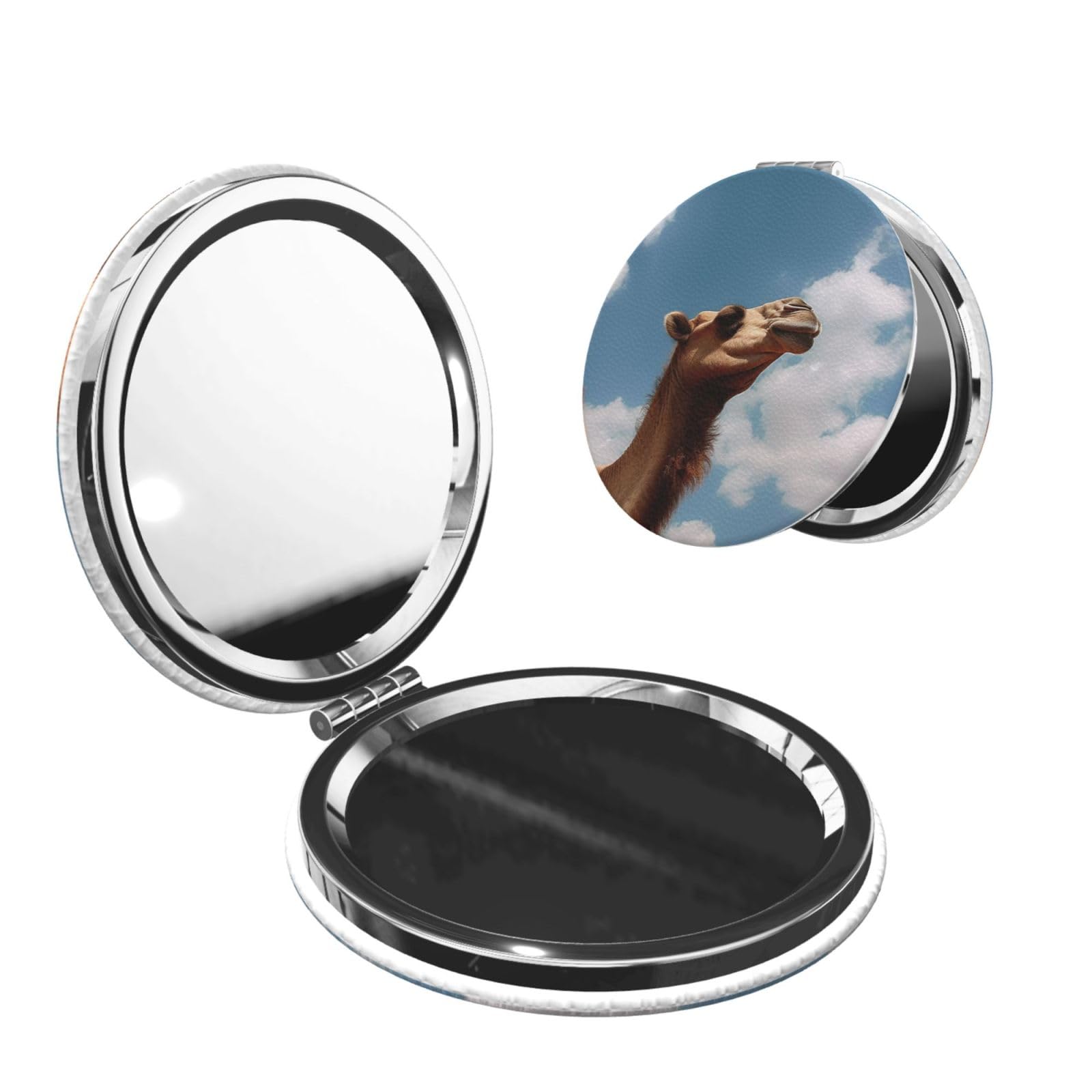 DWVTSLH Animal Compact Mirror for Purse, Double-Sided 2X/1X Magnifying Mirror for Women Men, Travel Makeup Mirror for Handbag, Handheld Vanity Mirror for Gift