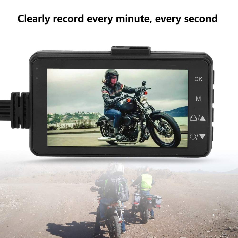 Akozon pollici HD 1080P Registratore per moto di telecamere di registrazione per motocicletta Fotocamera per soffiaggio a specchio Impermeabile 120 ° Grandangolare Dual