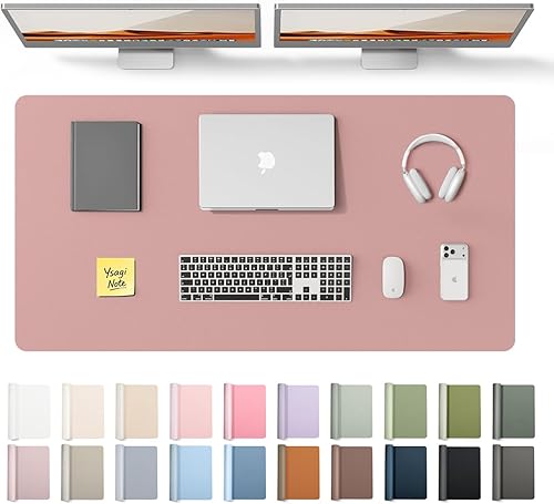 Miniatura 19 de YSAGi Protector de escritorio de piel, alfombrilla de oficina, alfombrilla grande para ratón, alfombrilla antideslizante de piel sintética, Azul