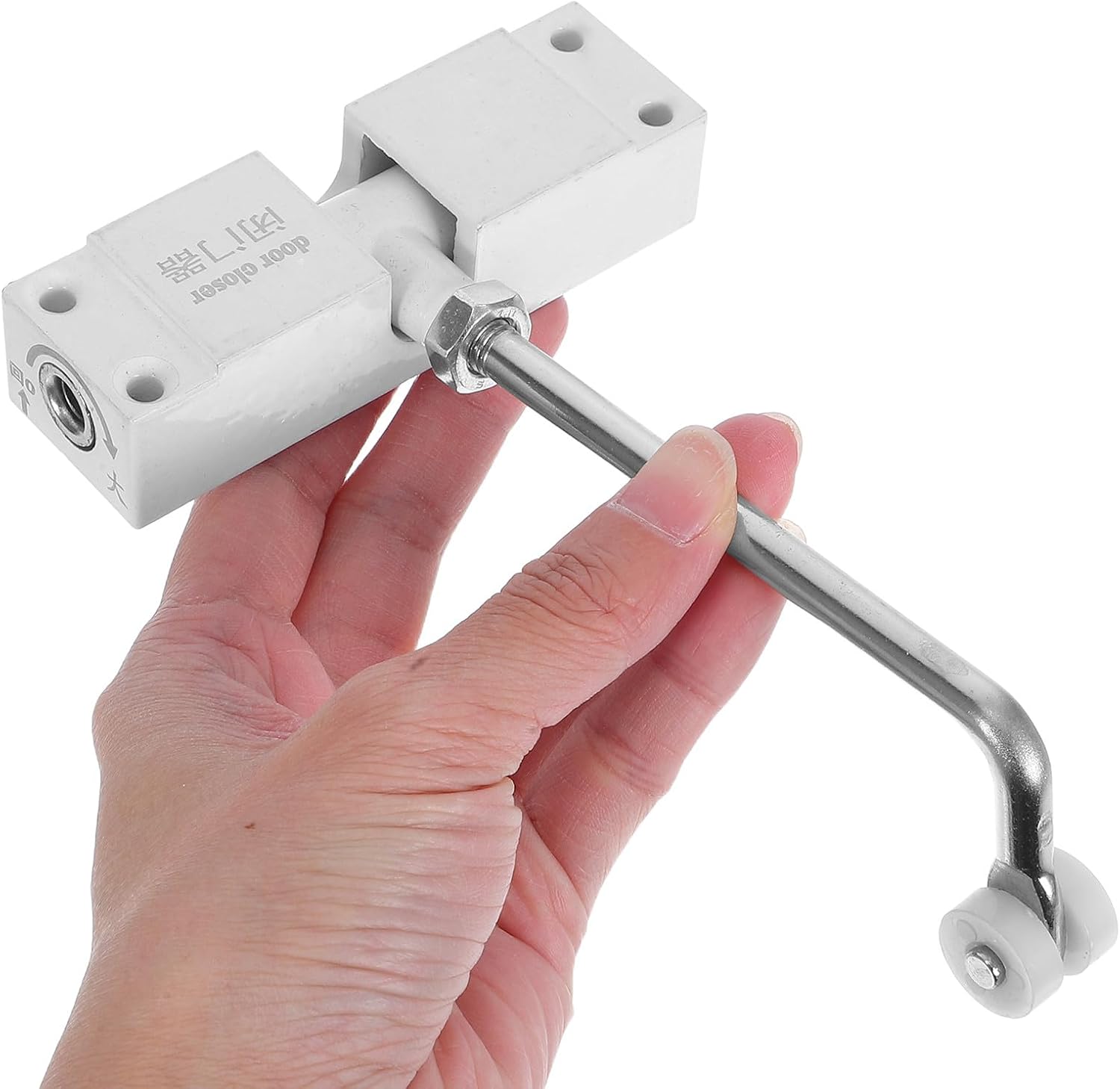 2pcs Adjustable Double Spring Door Closer White Square Aluminum Alloy Automatic Self-Closing Door Controller for Residential and Commercial Use