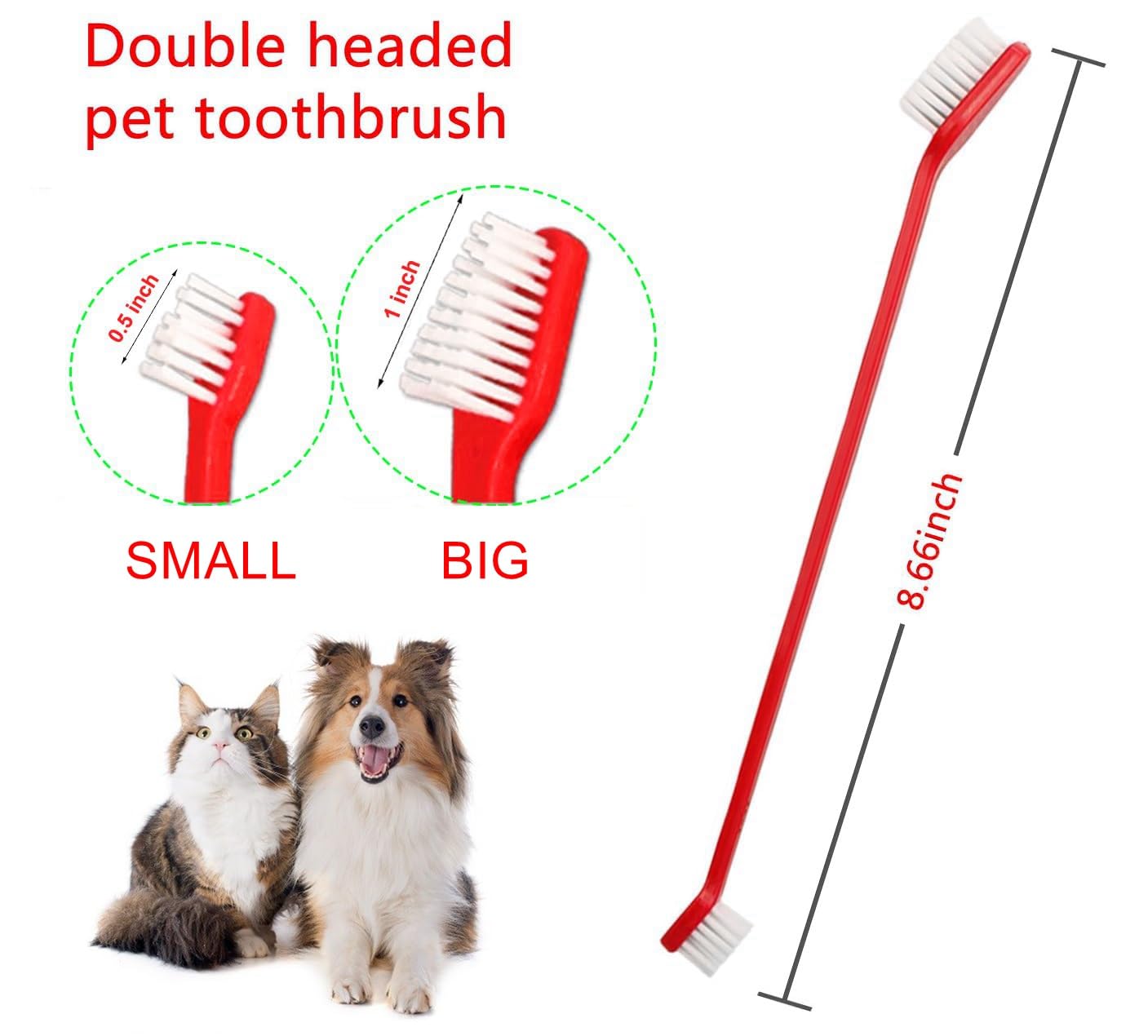 Dog Toothbrush Set of 8 – Dual Headed Dental Hygiene Brushes for Small to Large Dogs, Easy Teeth Cleaning & Dental Care,Dog Tooth Brushes for Small to Large Dogs, Cats, and Most Pets - image 2