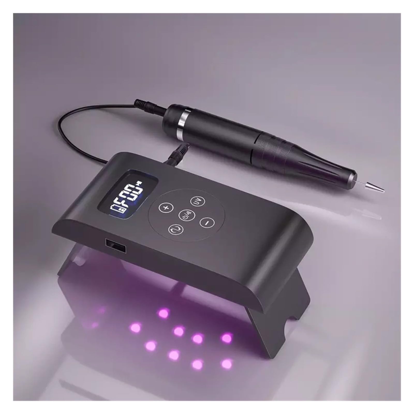 Fresa for unghie con 35.000 giri/min e lampada for a LED, frese for for in acrilico, lima for elettrica portatile ricaricabile for pedicure manicure for salone di casa Potente ed efficiente(Noir)