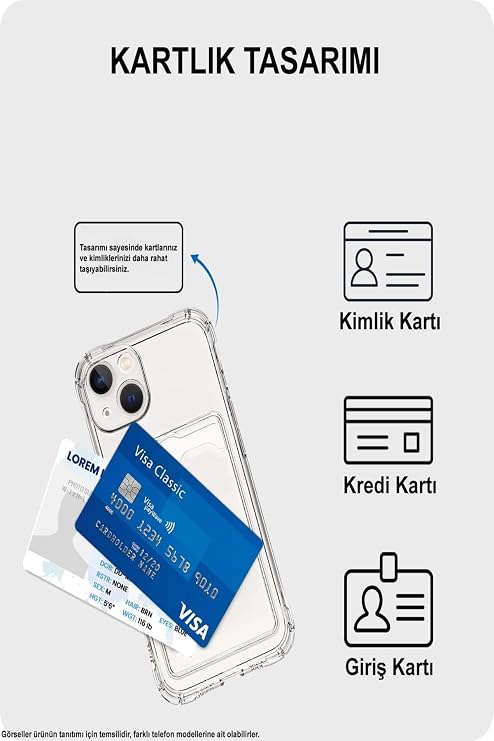 KZY İLETİŞİM Samsung Galaxy A34 Kapak Kamera Korumalı Kartlıklı Darbe Emici Özellikli Şeffaf Silikon Kılıf, Kzy İleti̇şi̇m, Tek Ebat