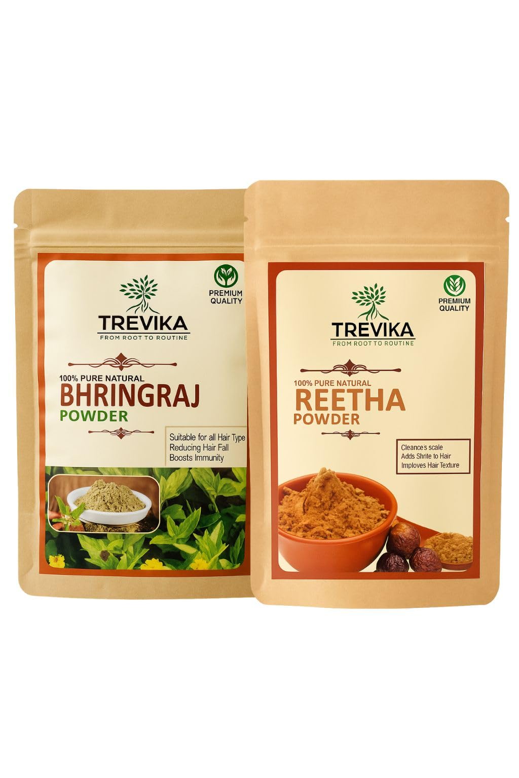 Trevika Bhringraj Reetha Powder Combo | Hair Growth & Hair Fall Control | Prevents Premature Graying | Scalp Health & Anti Dandruff | Natural Conditioning – 100g Each-image-33