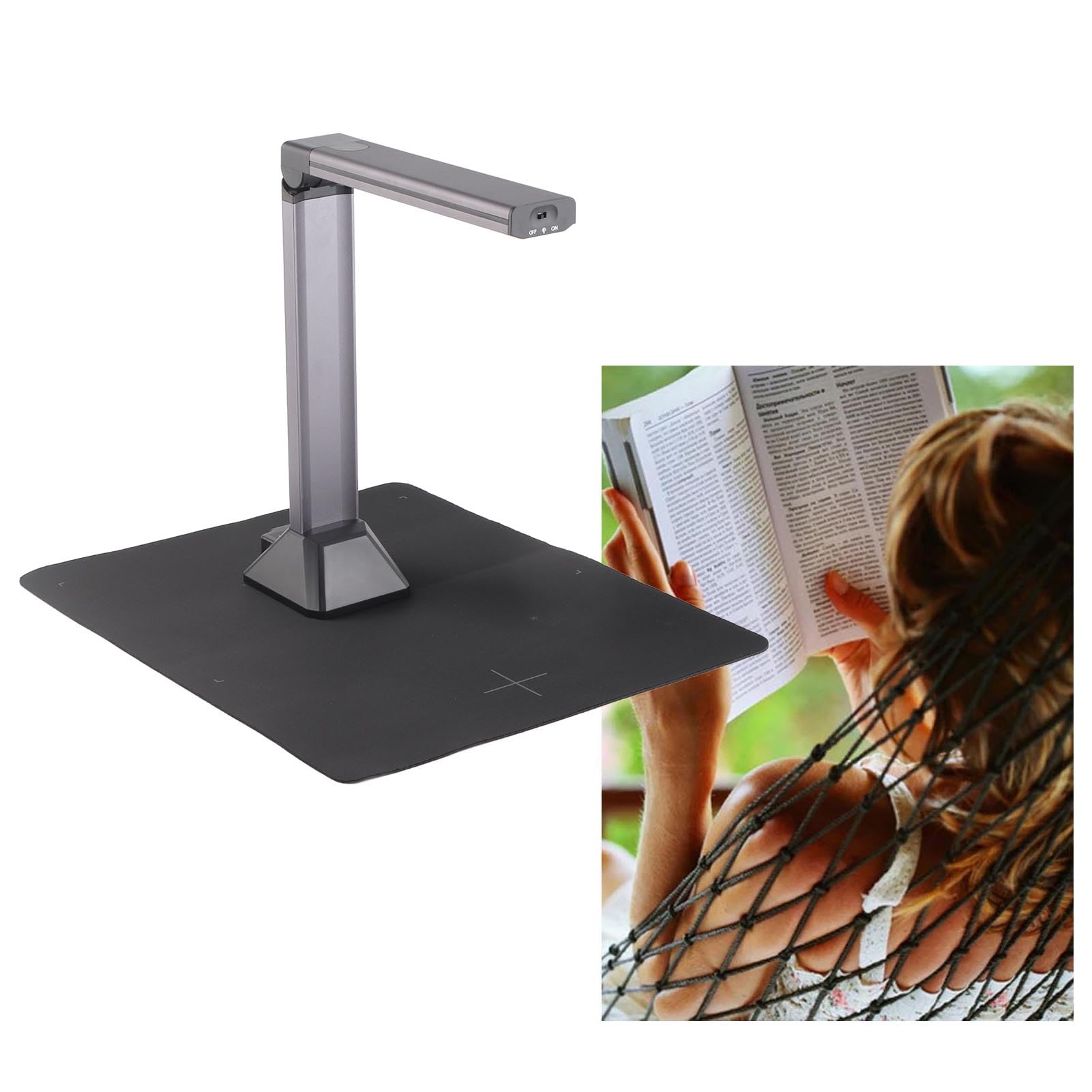 Przenośny Skaner Dokumentów USB o Rozdzielczości 5 MP do Formatu, Składany Skaner Książek i Aparat z Wizualizatorem, z Oświetleniem LED, do Fotoksiążki z Paragonem Biurowym