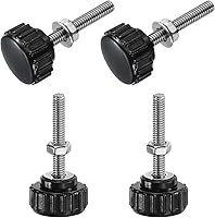 Vista 103 de Uxcell 4 juegos de perillas estriadas con tornillos de pulgar y tuercas, rosca macho métrica M6 x 35 mm, cabeza de plástico de 25 mm, perillas