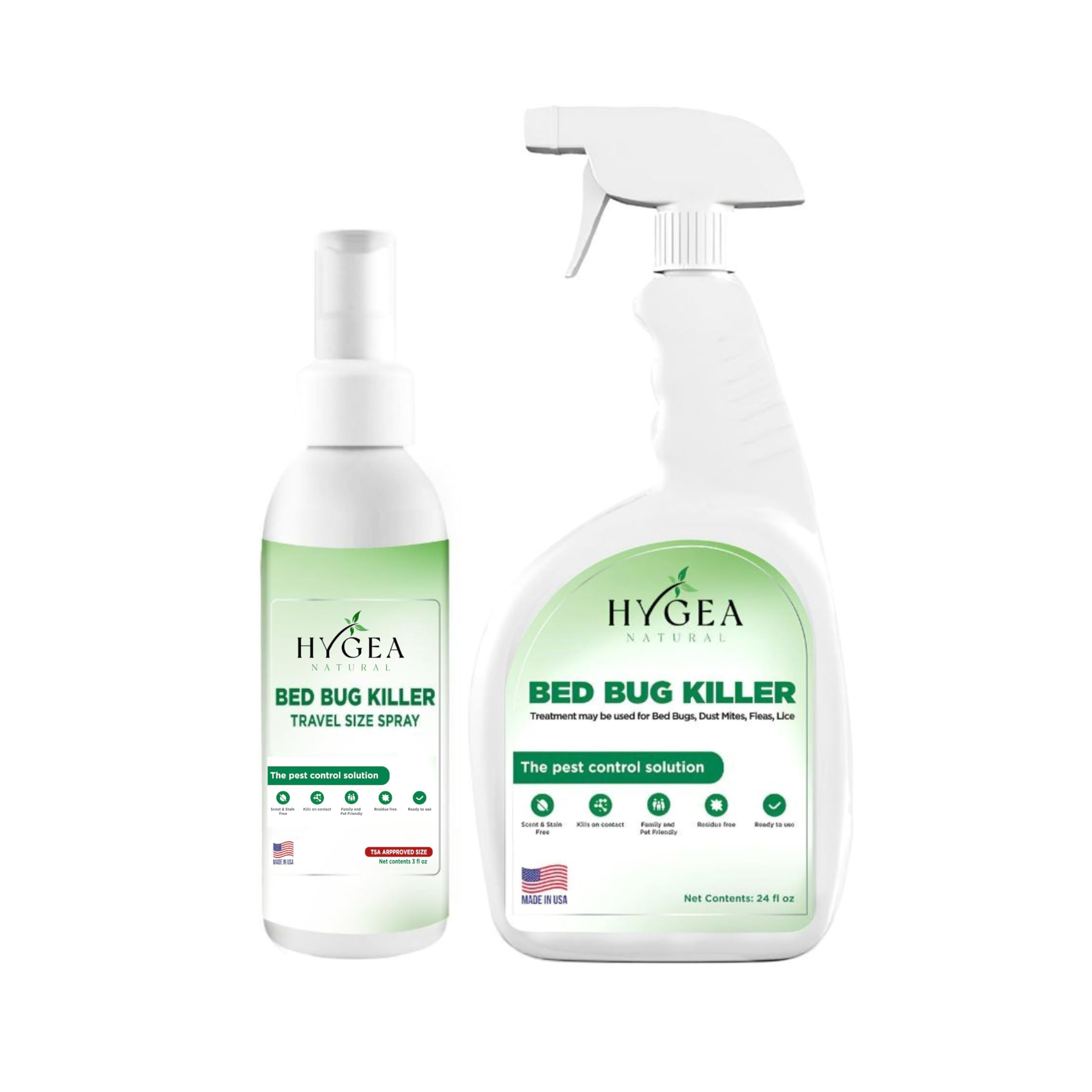 Hygea Natural Lice and Bed Bug DIY Kit- Non-Toxic, Odorless,Safe for children and pets, All water safe surfaces - Includes Bed Bug Spray and Bedbug Travel Spray TSA approved size