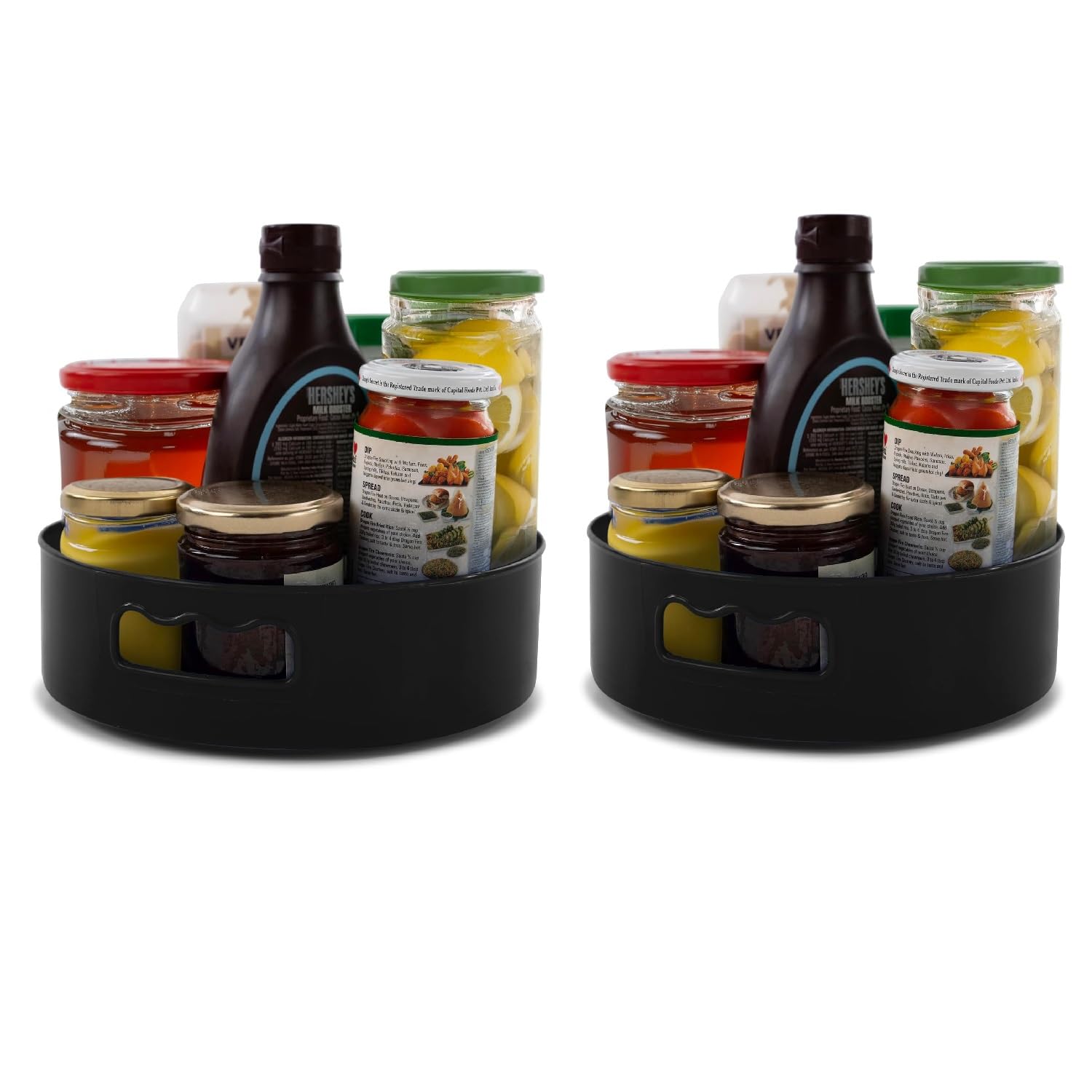 HomeWiz Multi-Purpose 360° Rotating Organizer Tray | Kitchen Accessories Items | Kitchen Organizer Rack | Kitchen Tools | Easy - Access Turntable for Spices, Storage & More | Black
