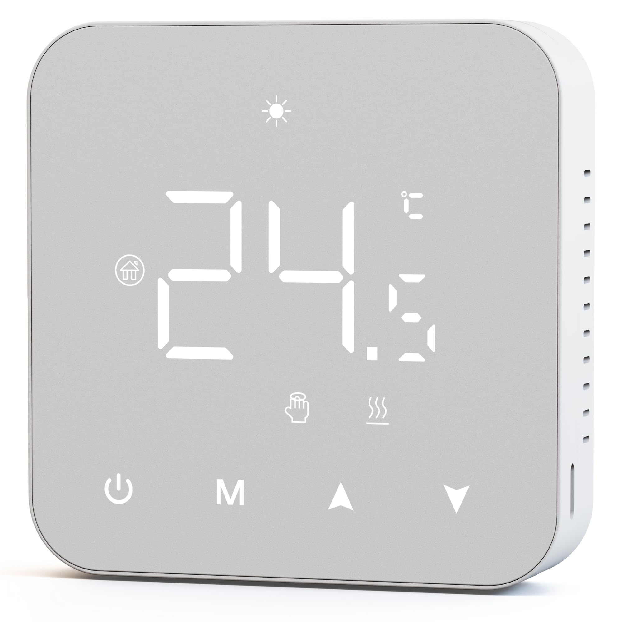 Termostato para calderas de Gas, Alimentado por Pilas, con Pantalla táctil. Termostato de Pilas de Dos Cables.Blanco 3A R3W