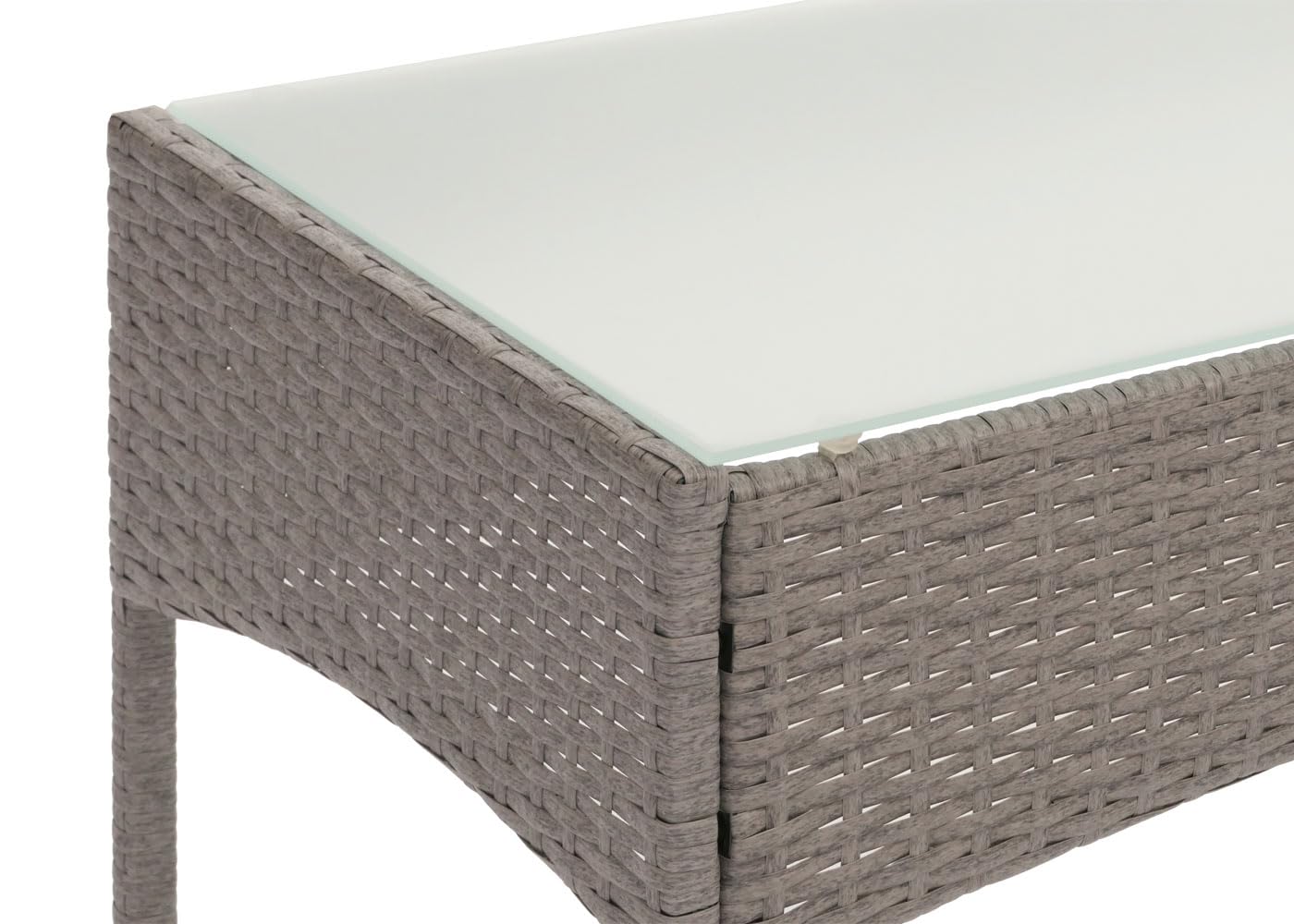 Mendler Poly-Rattan Gartentisch Halden-AM - grau | Beistelltisch, Tisch mit Glasplatte
