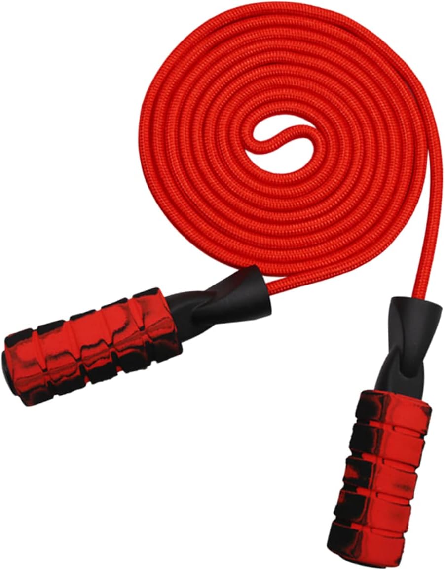 Weighted Jump Rope with Duplex Bearing System for Adults and Students Red Skipping Rope for Cardio Training and Fitness Workouts