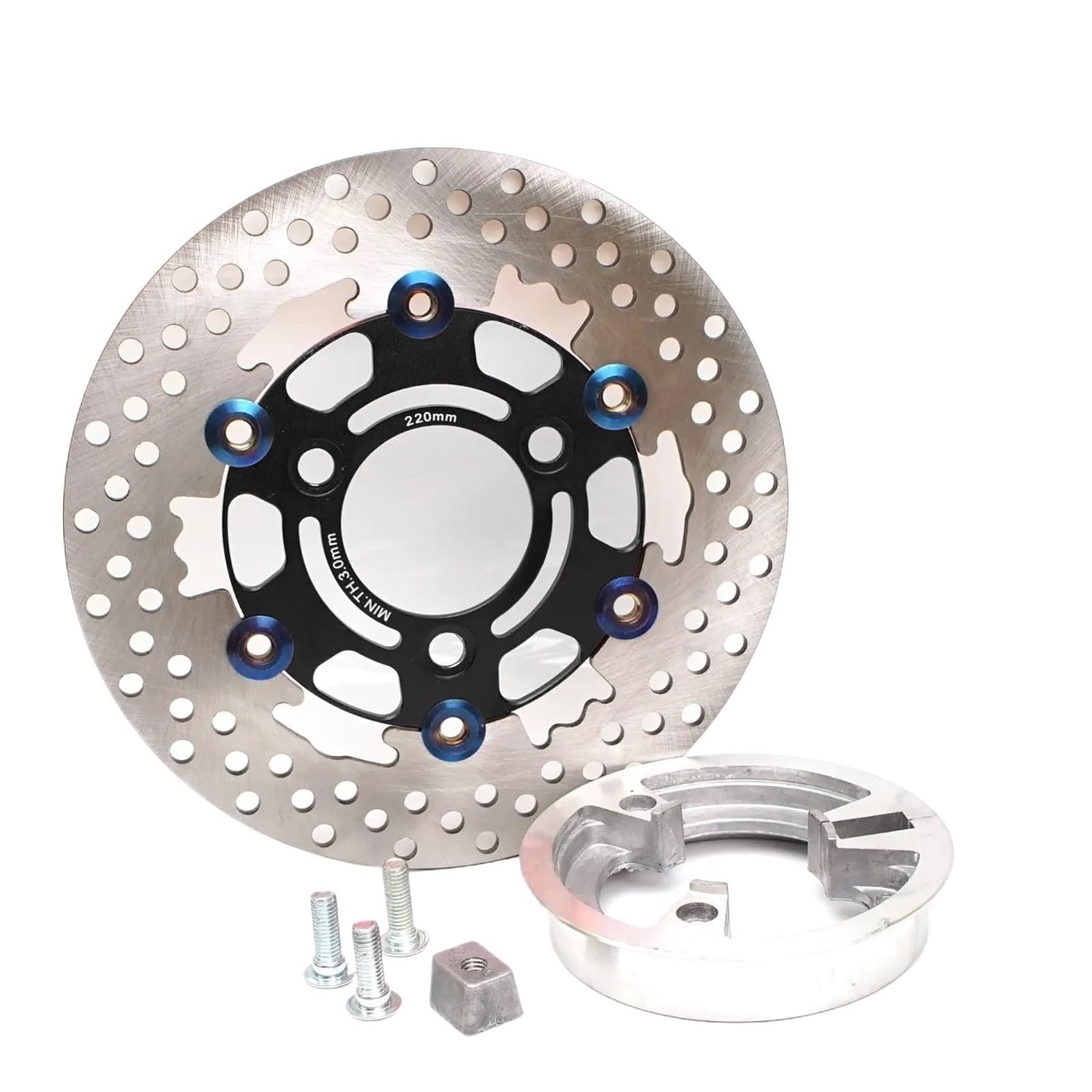 Disco freno flottante Accessori Per Staffa Adattatore Pompa Disco Doppia Pinza Freno Per Scooter Moto(220 Disc Black)