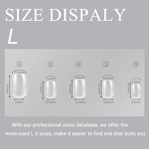 Miniatura 4 de Puntas de uñas cortas cuadradas, 5 tamaños de acabado prepulido, puntas de uñas de gel suave mate, 100 uñas acrílicas ultra ajustadas y naturales,