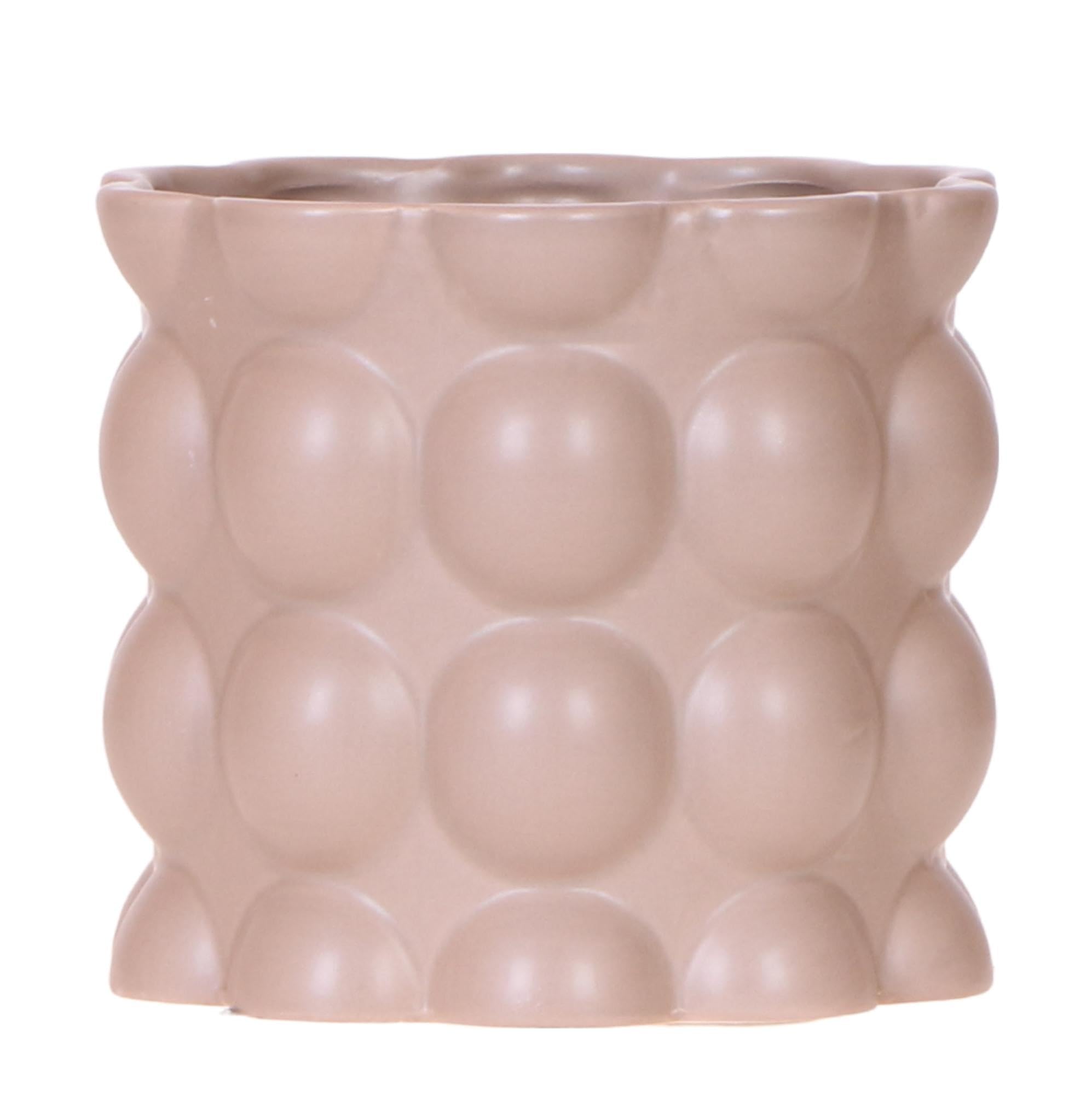 Cache-pot élégant en céramique aspect mat sable 12 cm de diamètre