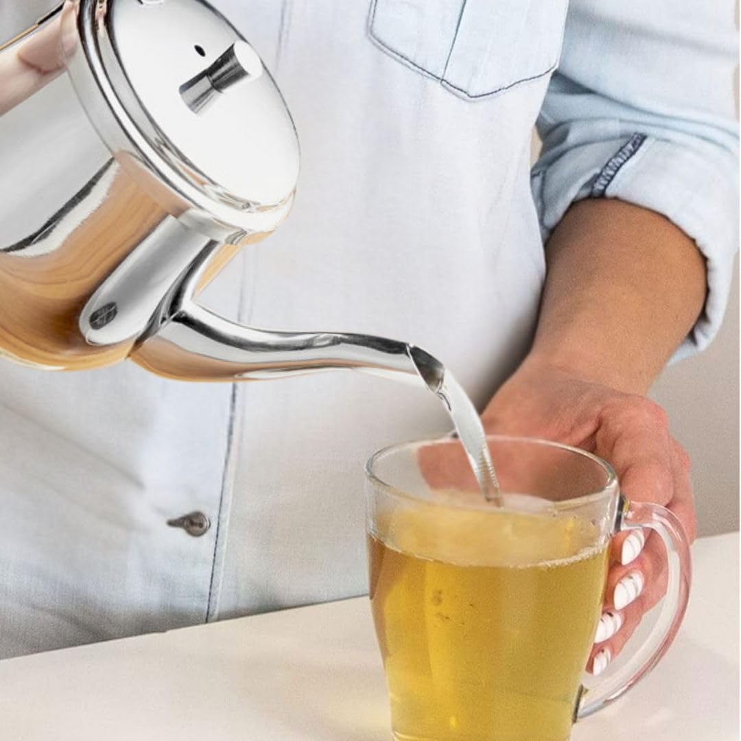 Soro Essentials- 10 oz Stainless Steel Gooseneck Server- Beverage Carafe Dispenser Tea Pot Coffee Server Coffee Carafe Table Serving Pot for Home Kitchen Restaurants