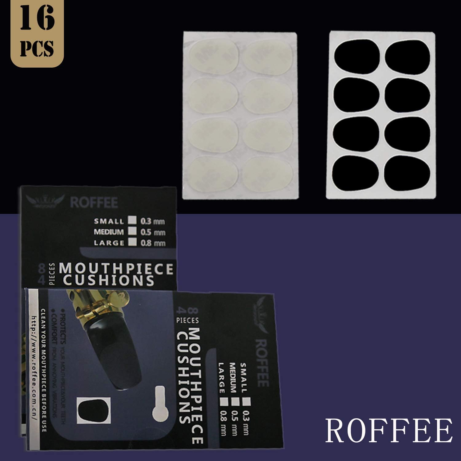 ROFFEE Alto/Tenor Saxophone Mouthpiece Cushions Patches Pads,2 Packs 0.5mm (8 PCS black&8 PCS White)… : Musical Instruments