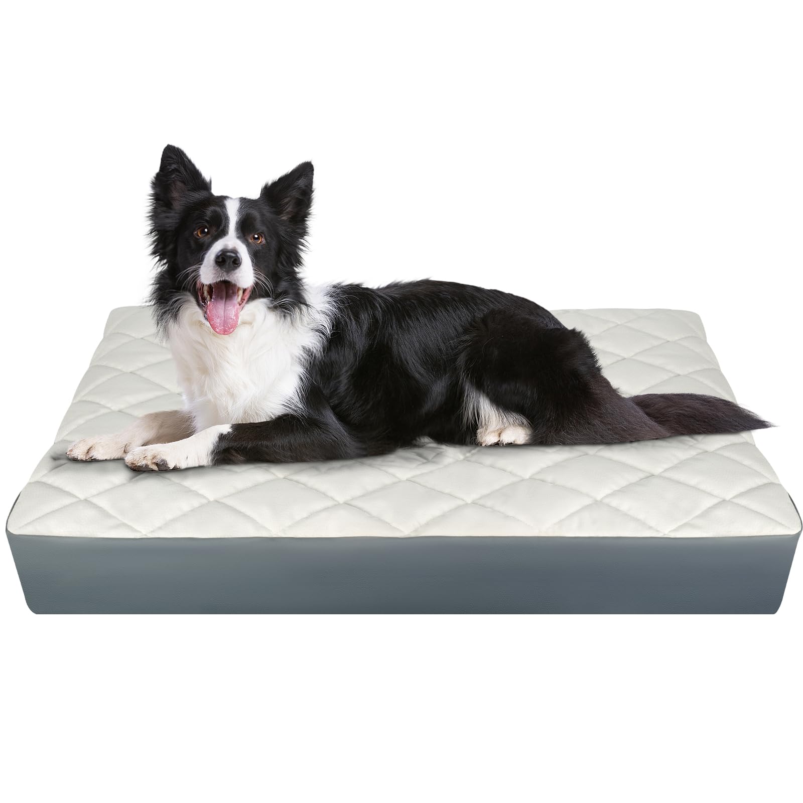35.5" x 23.5" x 4.7" Large Orthopedic Dog Beds, Waterproof Faux Leather Memory Foam Dog Bed, Egg Crate Foam Support & Non-Slip Bottom Pet Beds for Medium Dogs and Large Dogs, Easy to Clean