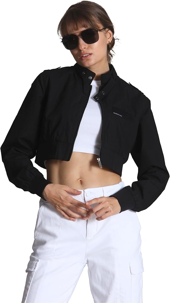 Amazon.com: Members Only Mini Cropped Jacket Women Trendy Racer