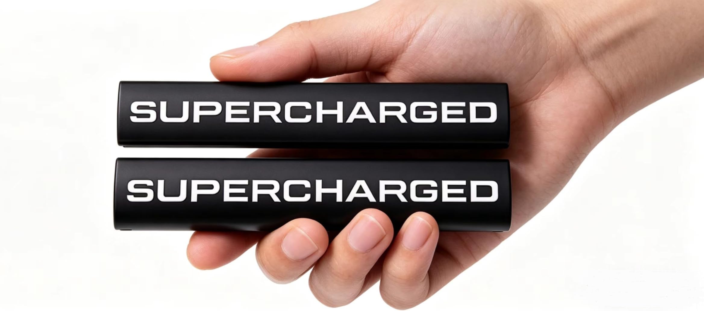 2pcs Metal Supercharged Logo Car Emblem Premium Auto Badge Rear Trunk Sticker Side Fender Decal (Black&White)