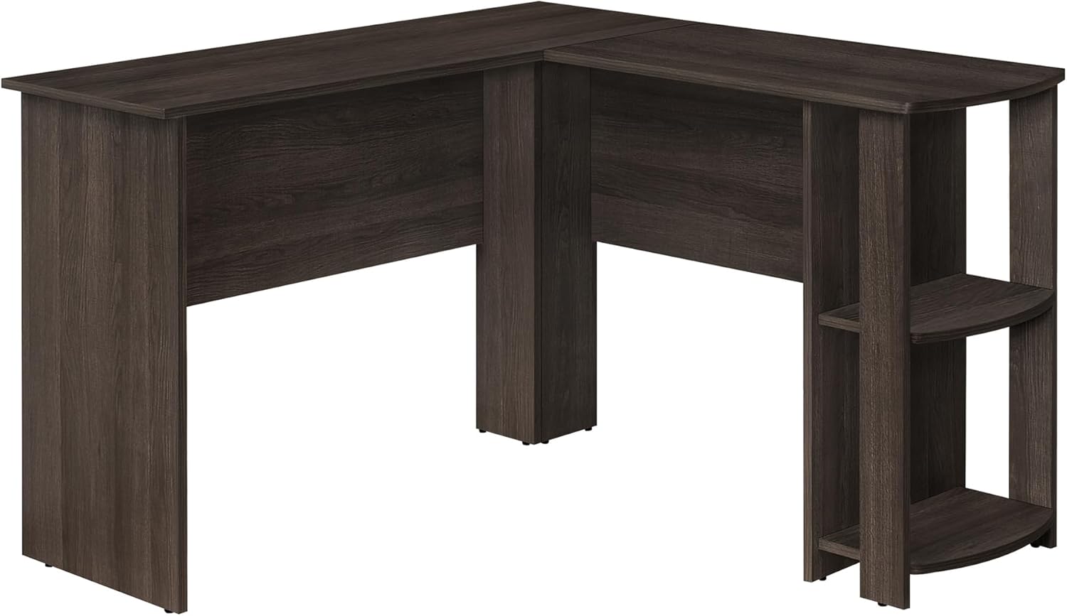 Monarch Specialties 7722, Home Office, Storage, 48", Work, Laptop, Laminate, Contemporary, Modern Computer Desk-Brown Oak L-Shaped Corner 2 Shelves, 47" L x 47" W x 29.75" H