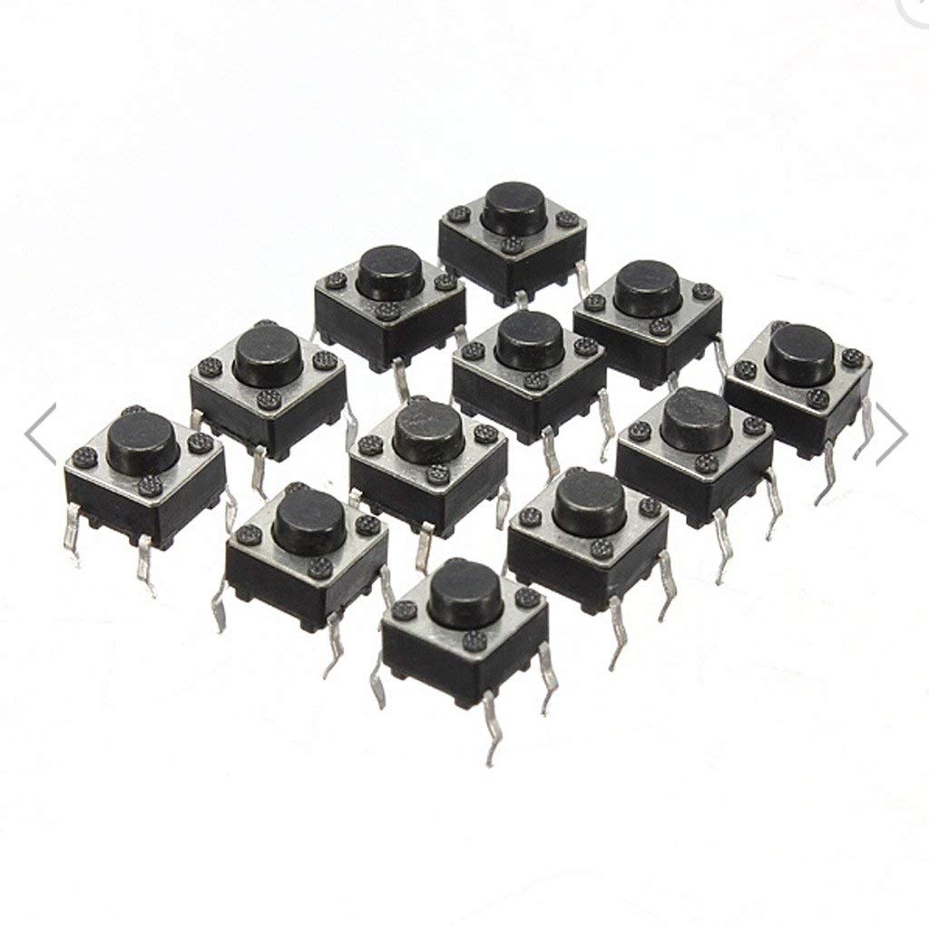 ElectroBot Micro Momentary Tactile Tact Touch Push Button Switch, 6x6x6 mm, 50 Piece