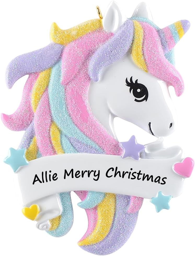 Personalized Unicorn Christmas Ornament 2024 Colored
